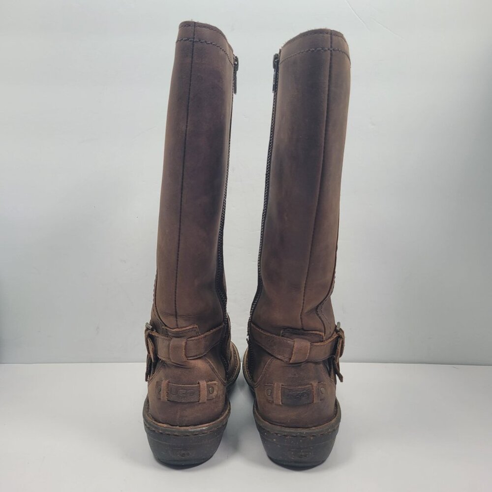 UGG Rosen Women's Brown Leather Riding Lined Winter Boots S/N1005450 US Size 6 - Picture 4 of 11